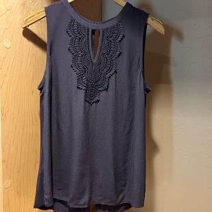 Daniel Rainn sleeveless purple/grey top with some embroidery front and back